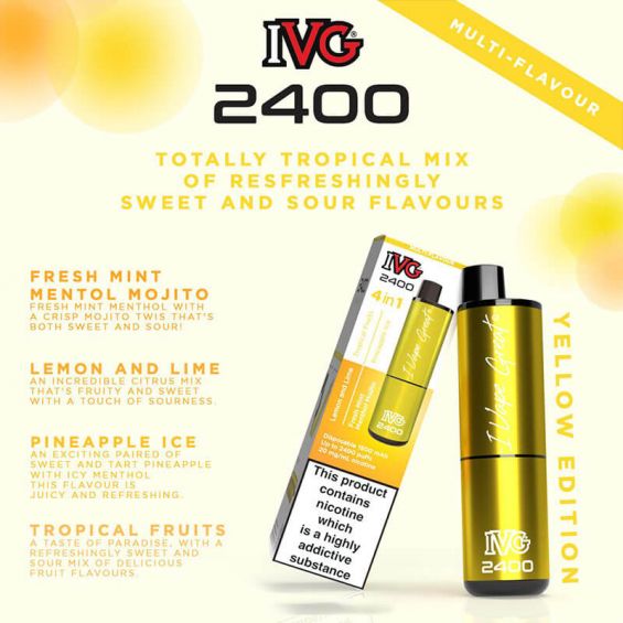 IVG 2400 multi flavour Yellow Edition 20mg 4 in 1 Disposable Vape